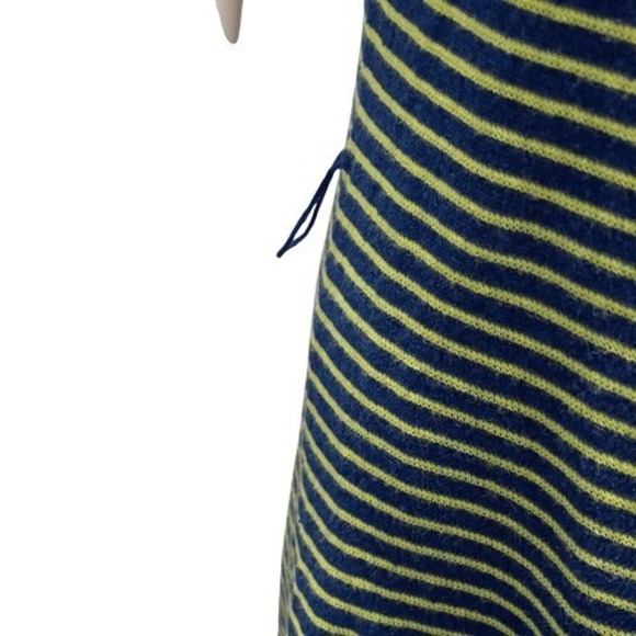 Nanette Lepore Heartbeat Blue Yellow Striped Linen Blend Dress Ruffle Pockets S‎ - Picture 3 of 10